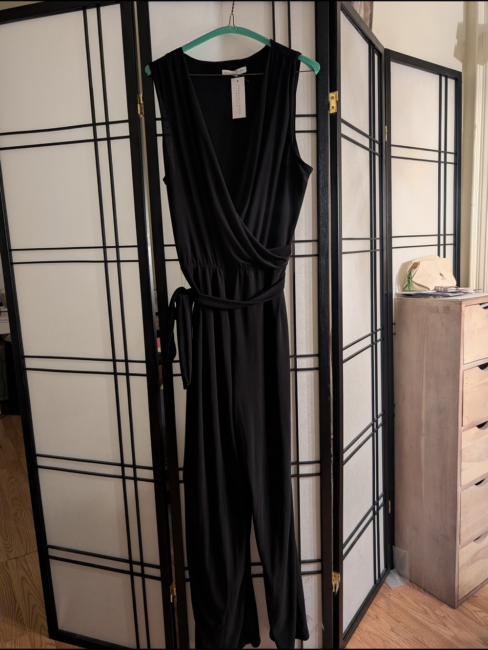 Annalee + Hope Black Sleeveless Wrap Jumpsuit with Tie Waist